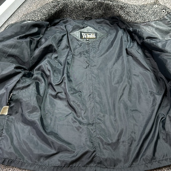 Vintage Winlit Grey Black Wool Leather Jacket Size 11/12 - Picture 10 of 12